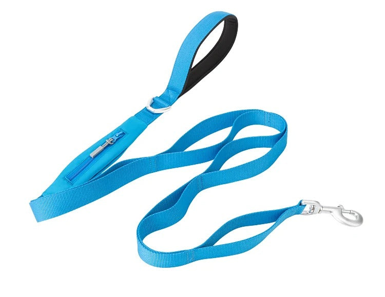 laisse chien bleu stockage